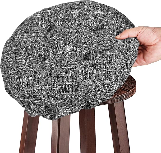 SINOSSO Modern Bar Stool Cushion Dia.14, Fashion Interweaving Design Anti-Skid Silicone Round Stool Seat Cushion Cover Padded (Light Gray, L,1)