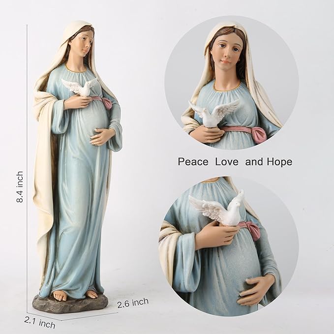 BC Catholic Pregnant Mary Mother Statue, 8.4" H Expectant Mary Figure, Hand Painted Religious Gifts for Pregnant Women,Devoted Home Decor, Classical Renaissance Sculpture by Buildclassic