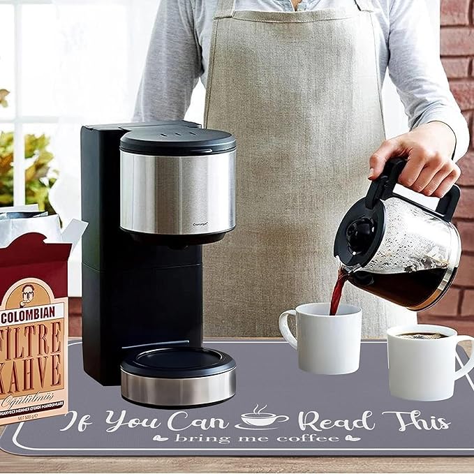 Coffee Bar Mat for Countertops 19inx12in,Absorbent Hide Stain Anti-Slip Cafe Bar Accessories Fit Under Coffee Machine Mat,dish drying mats for kitchen