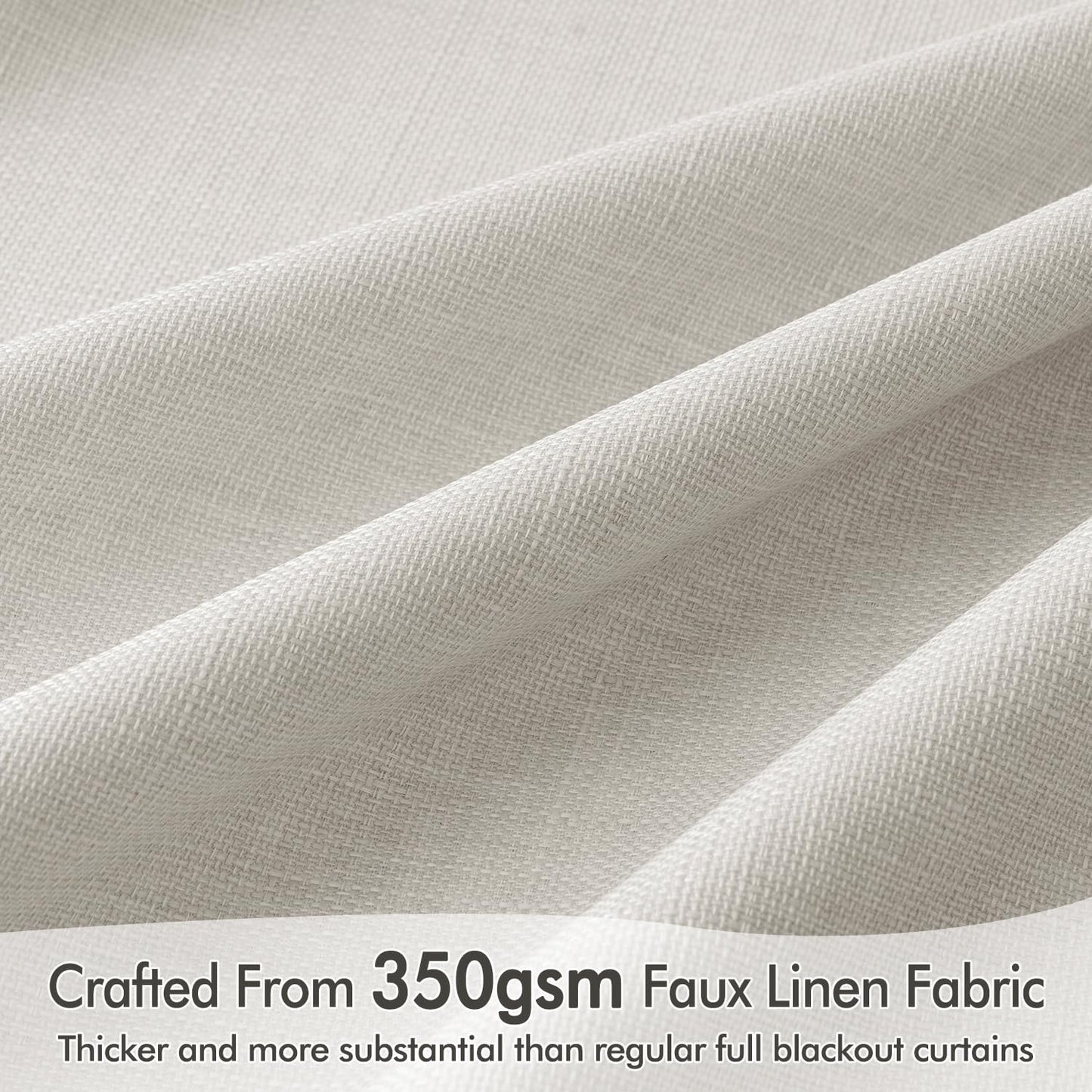 MIULEE 100% Blackout Curtains 102 Inch Long 2 Panels Set for Bedroom, Thick Faux Linen Black Out Curtain Room Darkening Back Tab Pleat Window Textured Drapes with Hooks for Living Room, Light Beige