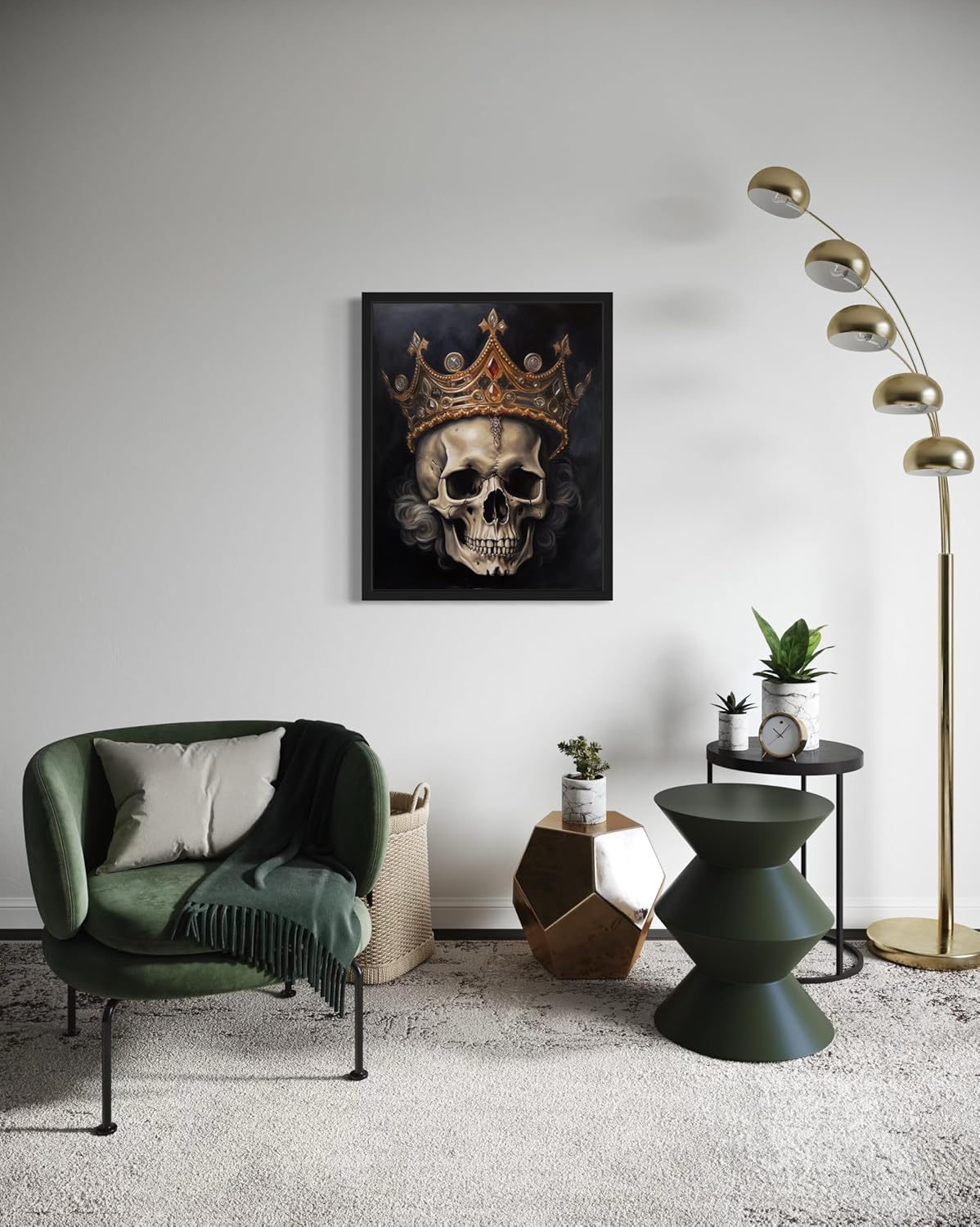 Skull Queen Poster Art Print, Halloween Scary Vintage Wall Art Academia Spooky Painting Decoration for Horror Prints, Gothic Posters Bedroom Decor 89 (Skull Queen, 16 x 20 inches, Black Frame)