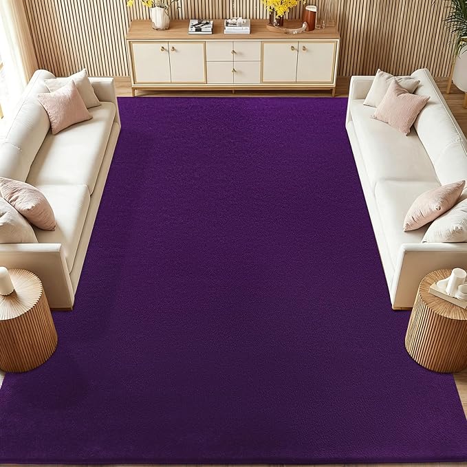 qulint Dark Purple Area Rug for Living Room, 5x8 Modern Bedroom Carpet Soft Thickened Memory-Foam Indoor Washable Rug, Minimalist Solid Non Slip Carpet for Boys Girls Kid Room Dorm Home Decor