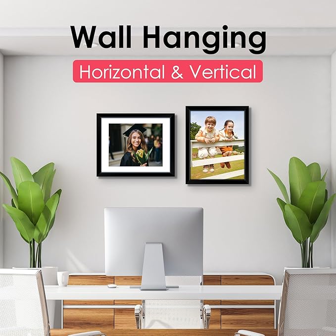 FIXSMITH 11x14 Picture Frame, Black Photo Frame with HD Plexiglass, Display Pictures 8x10 with Mat or 11x14 Without Mat, Picture Frames Collage for Wall Display, 2 Pack