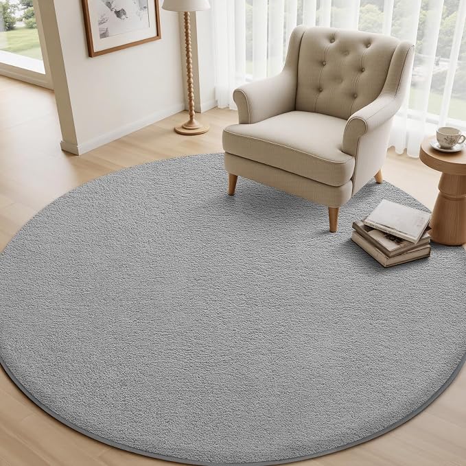 Sour Lemon 4ft Round Rugs for Bedroom, Circle Area Rugs for Living Room, Soft Fluffy Shaggy Carpet for for Living Room Playroom Kids Room Home Decor Aesthetic