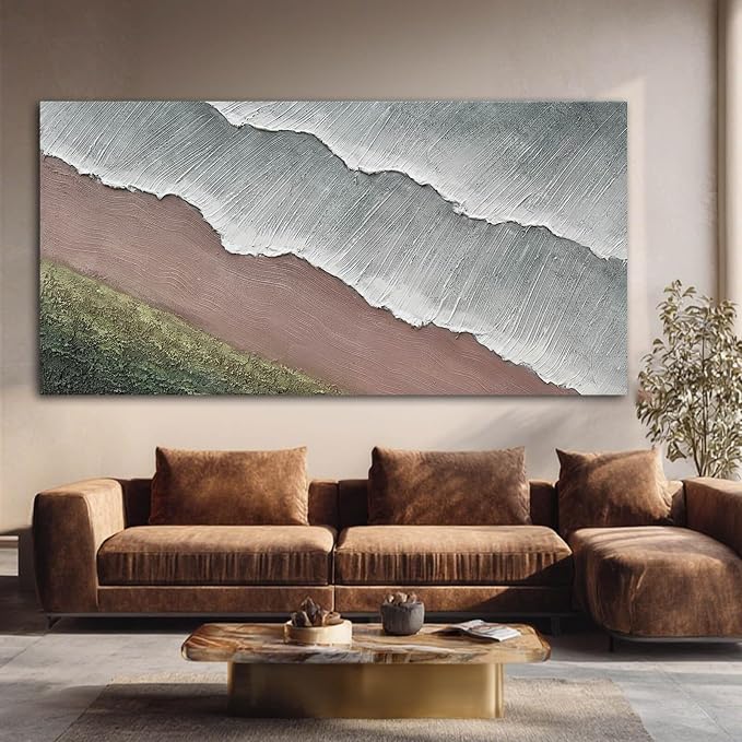 SHEYOYE Large Abstract Green Canvas Wall Art and White Home Decor Beach Wall Art | Dining Room Wall Decor for Living Room, Bedroom & Office 29" x 58"