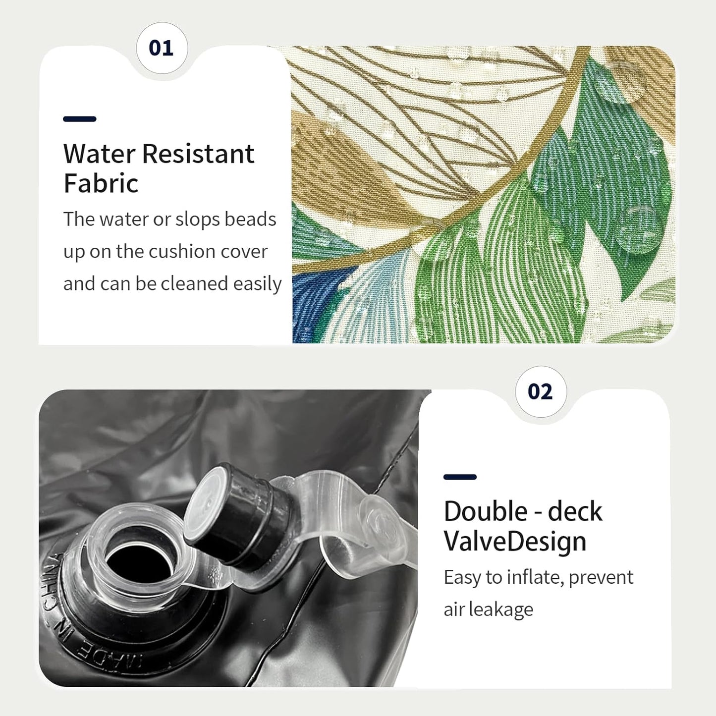 Inflatable Ottoman Stool D31 xH14 for Outdoor/Indoor Use, Water Repellent Patio Foot Rest Stool with Portable Handle,Round Pouf Ottoman Suitable for Garden,Deck and Camping - Lush Leaf Green