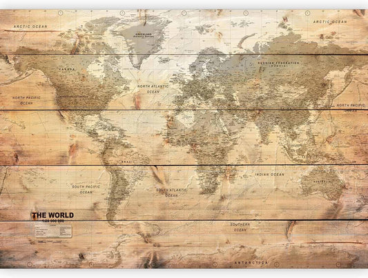 artgeist Premium Wall Mural World Map 98x69 in - XXL Non-Woven Wallpaper Fleece Wall Decor Photo Print Picture Image Design Home Map of The World k-A-0218-a-a