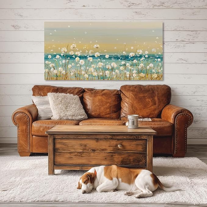 Ggaafet Wild Floret Wall Art for Living Room Canvas Oil Painting Prints Beautiful Flowers Floral Blooming Abstact Beach Art Deco Pretty Artwork Office Bedroom Family Dining Room Decor Large