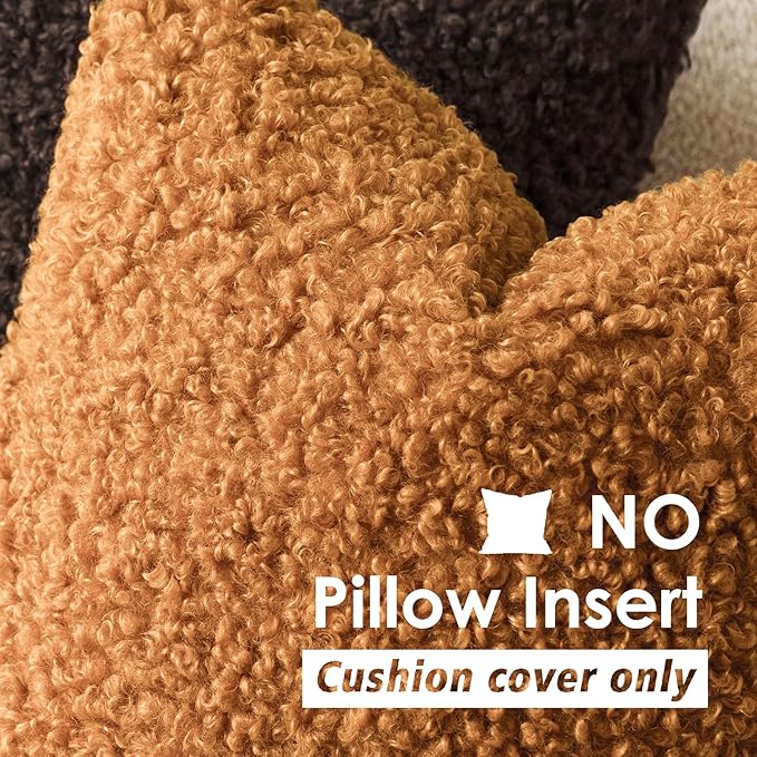 Foindtower 2 Pieces 26x26 Inch Orange, Faux Fur Throw Pillow Cover Accent Sherpa Furry Pillow Covers Fuzzy Soft Pillowcases Cozy Sheepskin Decorative Fleece Cushion Case for Bed Couch Living Room