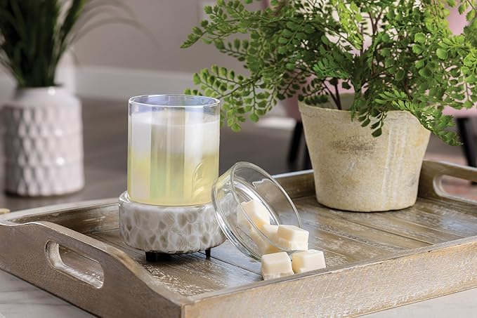 Candle Warmers ETC 2-in-1 Candle and Fragrance Warmer for Warming Scented Candles or Wax Melts and Tarts with to Freshen Room, Swirl Glass