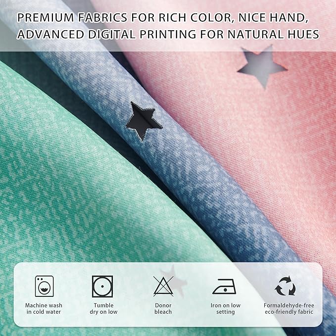 XiDi Pink Grey Green Curtains for Girls Bedroom 96 Inches Long 2 Panels Set, Rainbow Blackout Curtains for Kids Nursery Room Decor, Unicorn Wall Decals Drapes for Living Room 52 Inches Wide