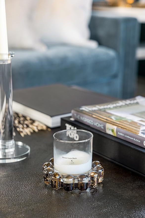 Original Bubble Candle Dish Large by Alice Lane – Amber Glass Decorative Candle Holder for Home Decor, Large Candles & Diffusers