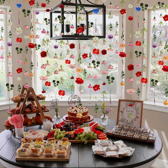 Suncalla 12 Pcs 70.8 ft Flower Garlands Hanging Artificial Wildflower Vine Decor from Ceiling Floating Floral Backdrop Silk Fake Flower Garland for Wedding Home Garden Wall Arch(Floral)