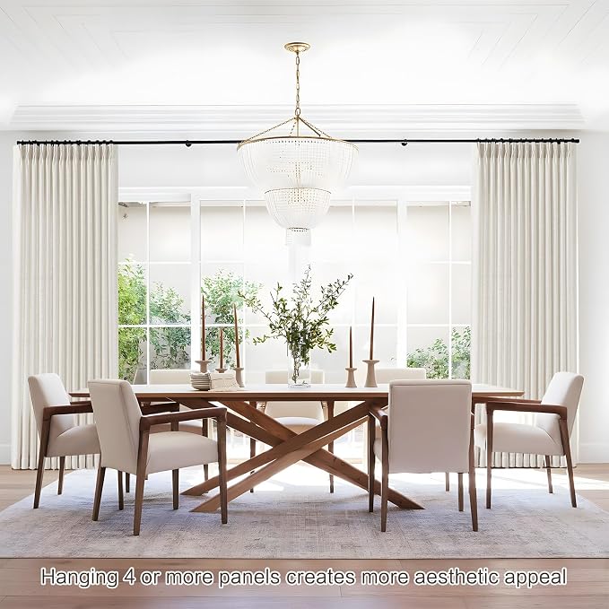 Pinch Pleated Linen Curtains 96 Inches Long for Living Room, Natural Light Filtering Pleat Drapes Textured Thick Floor to Ceiling Semi-Sheer Window Curtain with Hooks for Bedroom Farmhouse, 2 Panels