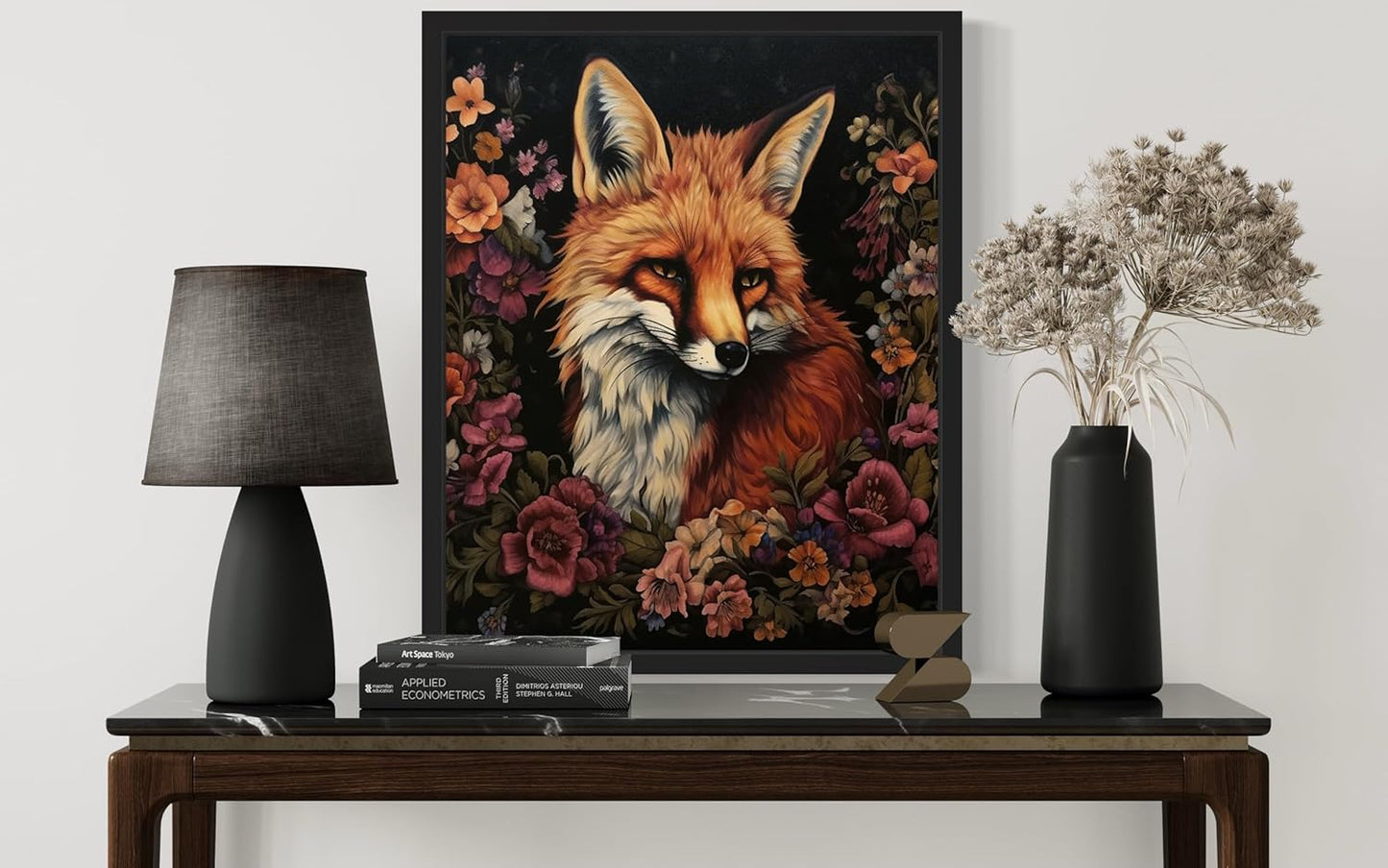 Fox and Flower Poster Art Print, Halloween Scary Vintage Wall Art Academia Spooky Painting Decoration for Horror Prints, Gothic Posters Bedroom Decor 89 (Fox and Flower, 8 x 10 inches, Unframed)