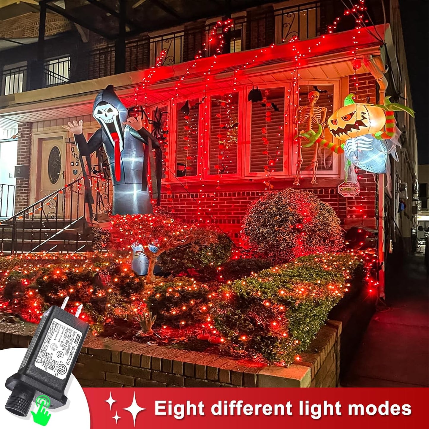 120 LED Red String Lights Outdoor Waterproof, 40ft Red Christmas Lights 8 Modes Clear Wire, Plug in Twinkle Fairy String Lights for Bedroom Christmas Decorations