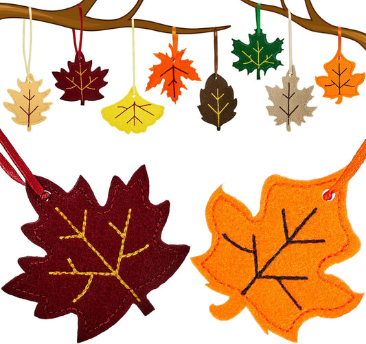 Tegeme 24 Pieces Thanksgiving Felt Ornaments Fall Hanging Decoration for Tree Maple Leaf Cutouts Decor for Thanksgiving Theme Family Party Indoor Outdoor Decor