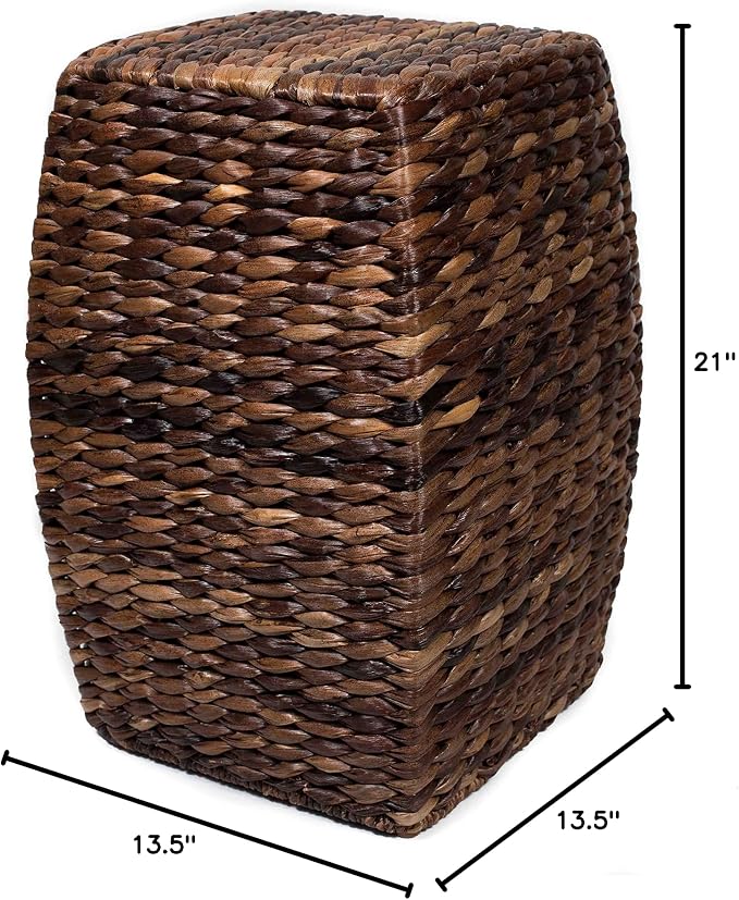 BIRDROCK HOME Seagrass Accent Stool | Made of Hand Woven Seagrass | 21 inch Stool