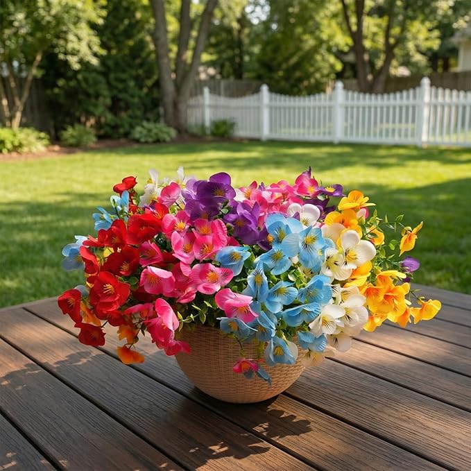 trytuny Artificial Flowers for Outdoor, Realistic Faux Plants for Outside Indoor Porch Patio Window Box Planter Home Decor (12Pcs Mixed Color)