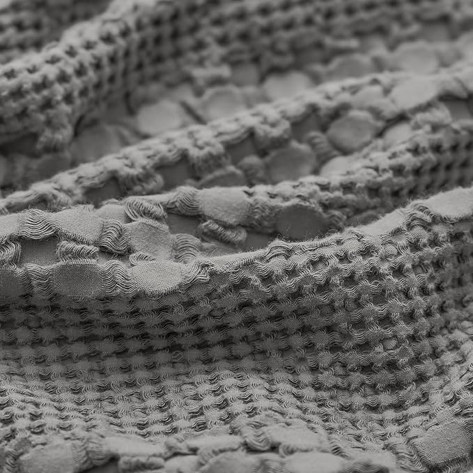 PHF 100% Cotton Waffle Pillow Shams King Size, 2 Pack 20" x 36" Soft Skin-Friendly Pillowcases, No Filling, Aesthetic Woven and Breathable Waffle Weave Pillow Case Covers for Bed, Dark Grey