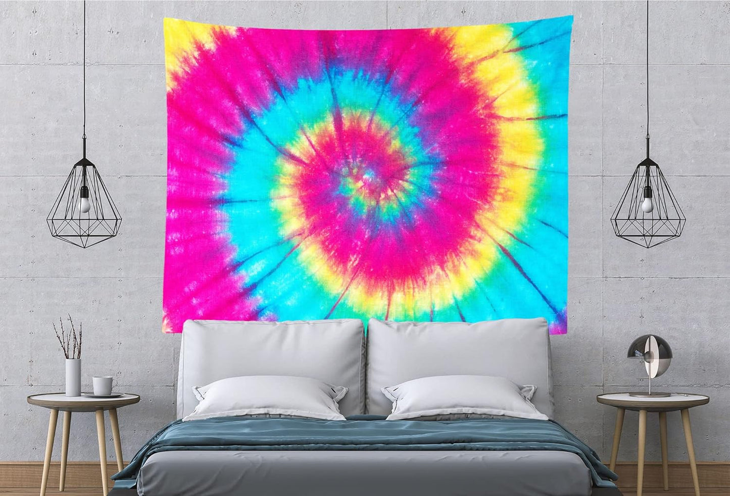 BELECO Tie Dye Tapestry Fabric Wall Hanging 80x60 Inch Groovy Sign Rainbow Tapestry Backdrop Colorful Spiral Tie Dye Party Decorations Tie Dye Art Tapestries for Bedroom Living Room Dorm Decor