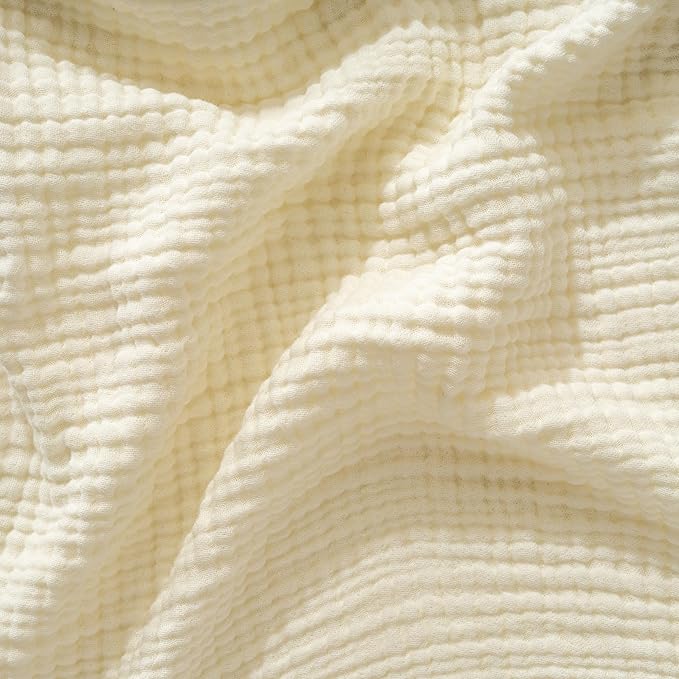 Muslin Blanket - Pure 100% Turkish Cotton Airy Soft Light Versatile Gauze Throw Blanket for Bed, Couch, Sofa (Natural, Throw Size (50" x 66" inch))