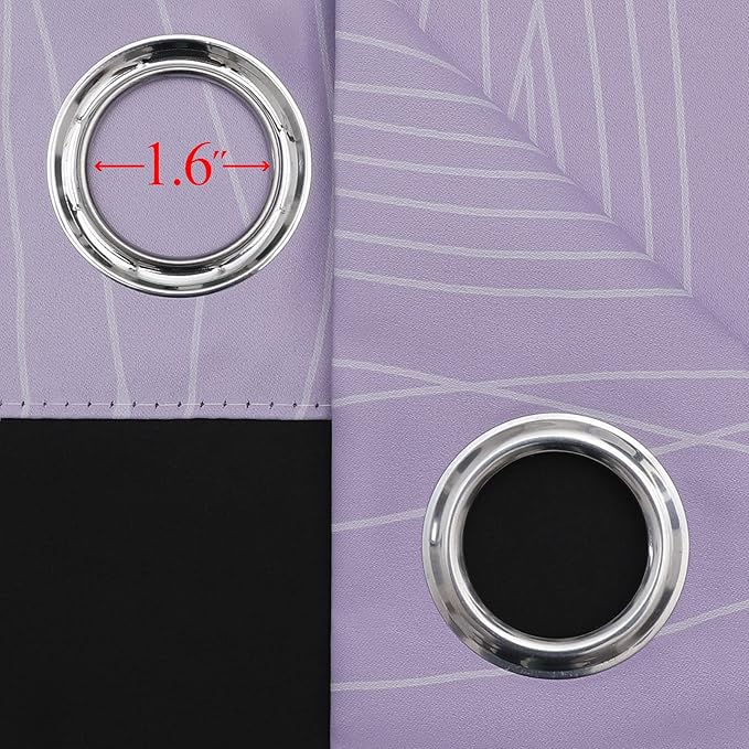 Estelar Textiler Lilac and Greyish White Ombre Blackout Curtains 72 Inches Length for Bedroom, Thermal Insulated Light Blocking Grommet Gradient Blackout Drapes for Living Room, 42Wx72L, 2 Panels