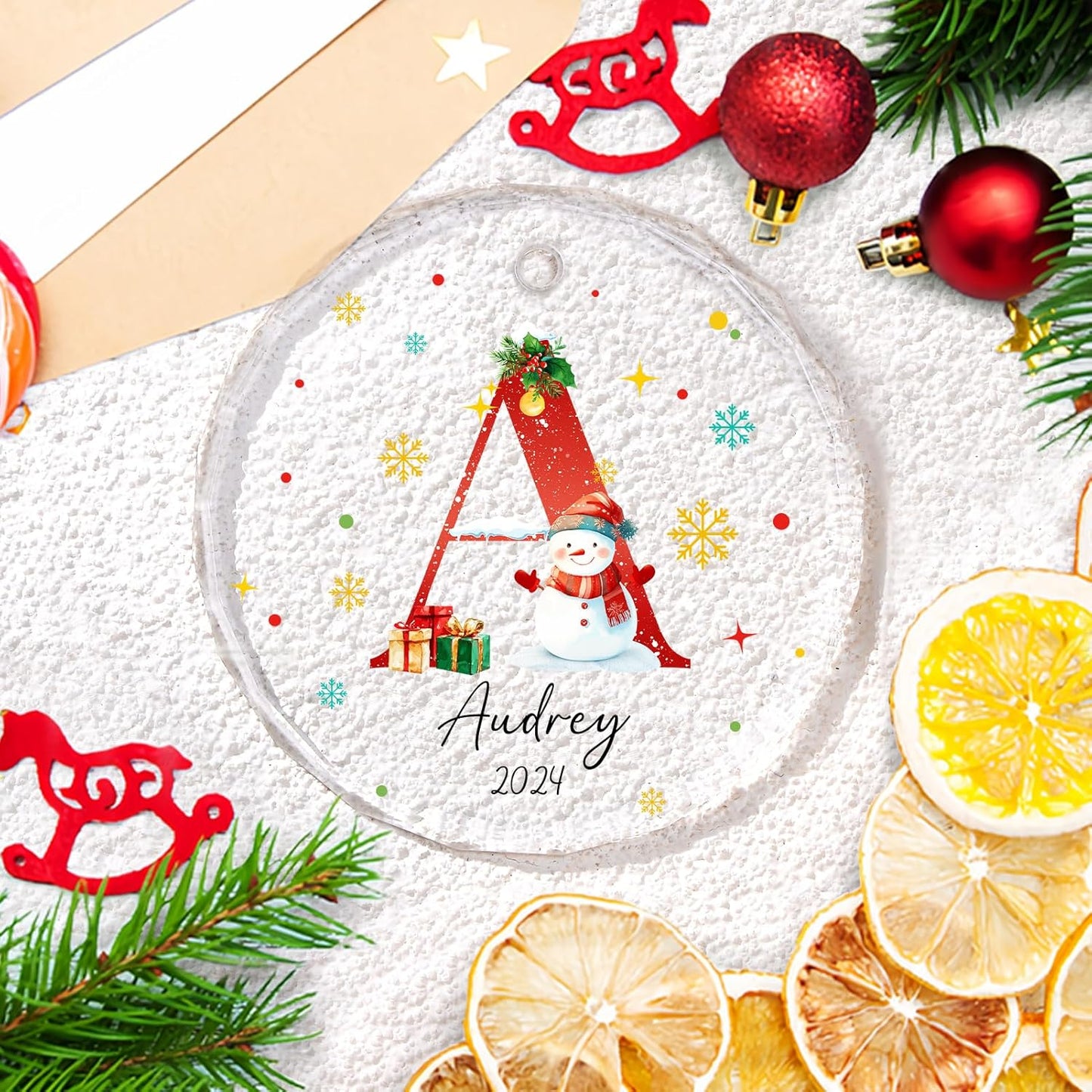 Personalized Christmas Ornaments with Initial Name, Acrylic Custom Monogram Initial A-Z Christmas Ornament 2025 for Kids Family Friends, Customized Letter Name Ornaments for Christmas Tree Decorations