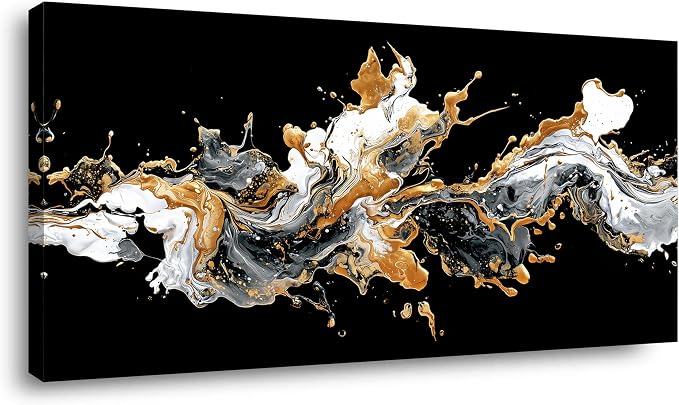 Ggaafet Black and White Abstract Wall Art for Bedroom Canvas Painting Prints Beautiful Pigment Water Drop Art Deco Modern Artwork Office Family Room Decor