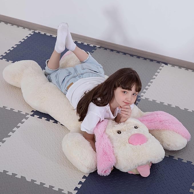 MorisMos Giant Dog Stuffed Animals, 51inch Large Stuffed Dog Plush Soft Big Pillow Gifts for Kids,Girls, Boys, Pink