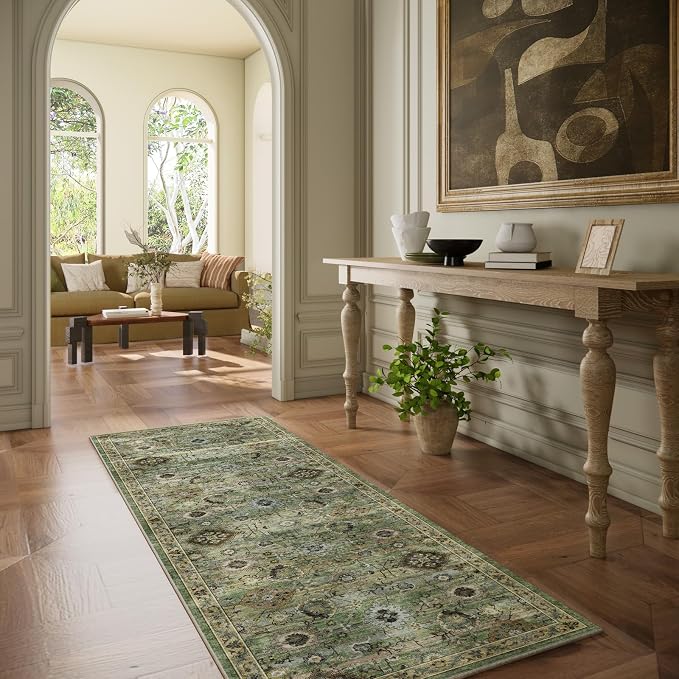 Washable Runners for Hallways Kitchen Rugs: 2'x6' Runner Rug Stain Resistant Non Slip Low Pile Soft Carpet Runners for Hallways Bedroom Kitchen Entryway Indoor Laundry Room Farmhouse