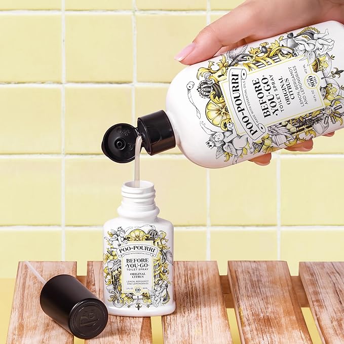 Poo-Pourri Before-You-Go Toilet Spray, Fresh Air, 4 Fl Oz, Up to 200 Uses, Bathroom Odor Deodorizer , Plant-Based with Essential Oils, for Home or Work, Jasmine, Fresh Air and Mint Scent