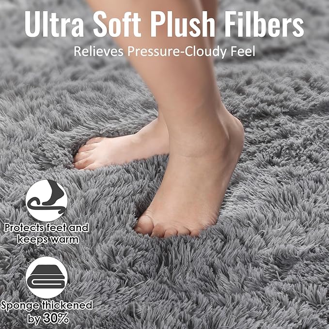 PAGISOFE Plush Area Rugs for Living Room 6x9 Ft, Ultra Soft Shaggy Grey Rugs Carpets Fluffy Rugs for Boys Bedroom Kids Room, Shag Plush Rug for Teen Dorm Decor, Home Decor Aesthetic, Nursery