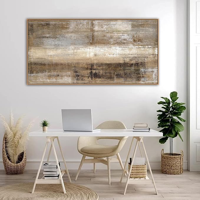 yearainn Abstract Wall Art Large Canvas Picture Modern Brown Canvas Painting Artwork Abstract Canvas Prints Wall Decoration for Living Room Bedroom Office Home Wall Decor Framed Ready to Hang 29x58in