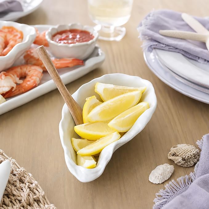 Mud Pie Oyster Bowl For Dips, Includes Oyster Dipping Spoon