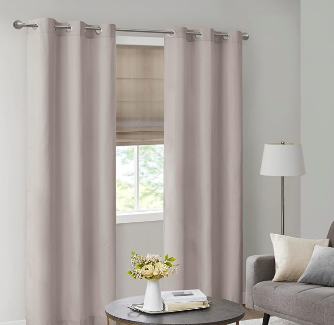 Madison Park Galen Cordless Roman Shade, 23"W x 64"H, Sheen Taupe – Room Darkening, Thermal Insulated, Energy Efficient Window Blind with Subtle Sheen Basketweave Fabric for Privacy