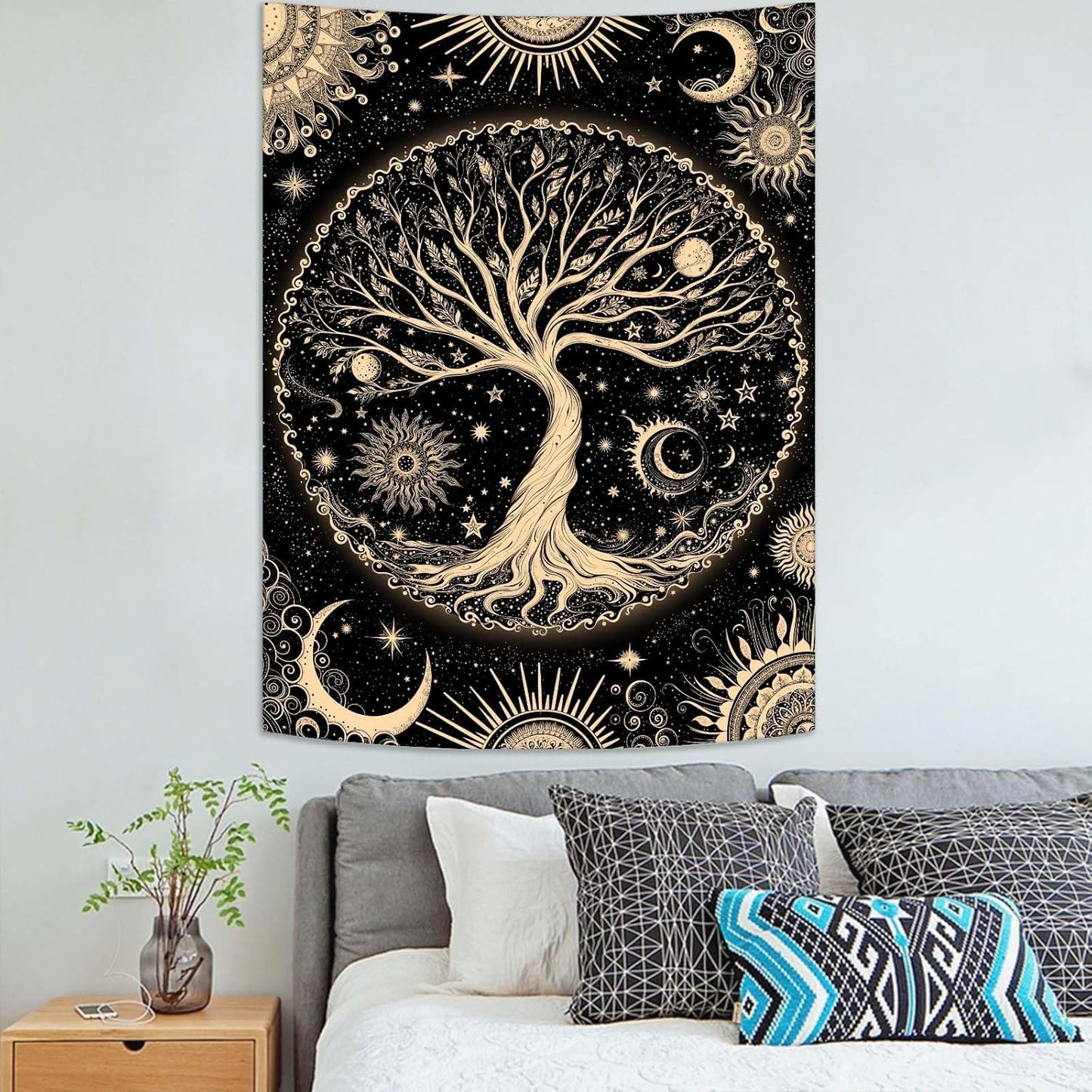 Lunerfex Tree of Life Tapestry Starry Sky Wall Tapestry, Vintage Tapestries for Bedroom Ceiling Tapestries Wall Hanging for Bedroom Living Room Decor Tree-3 36"x48"