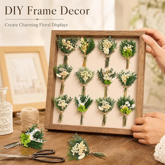 12/24PCS Handmade Dried Flower Bouquet with Stems Natural Dried Wildflowers 7.5 Inch Mini Dry Flowers for Vase Farmhouse Decor, Wedding Styling, Photography Props, Gift DIY(12pcs, Eucalyptus)