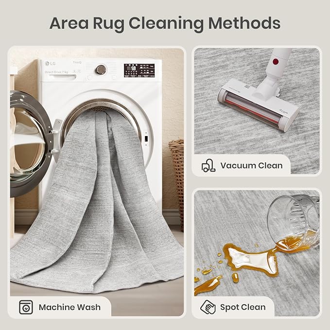 Valenrug Washable Rugs 3x5 - Stain Resistant 3x5 Area Rugs for Living Room, Non Slip Backing Printed Rugs for Bedroom, Folable Machine Washable Area Rug(3'x5', Grey)