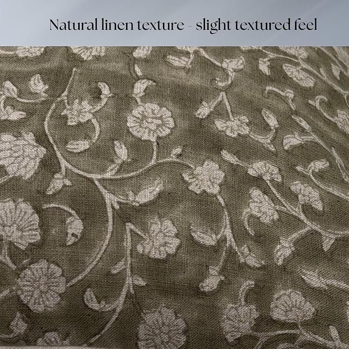 Linen Throw Pillow Covers 20x20 inch Floral Pillows Green Spring Decorative Pillow Covers for Living Room, Bedroom