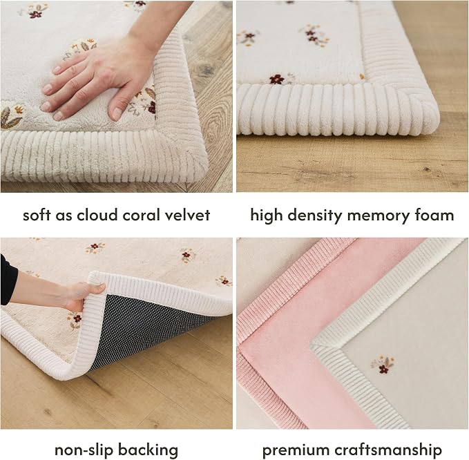 Hakuna Matte CloudSoft Baby Play Mat for Floor 60" x 80" Flowers | Coral Velvet high-density foam Rug for Crawling & Cozy Play – Non-Slip, Water-Resistant, Easy-Care Tummy Time Mat