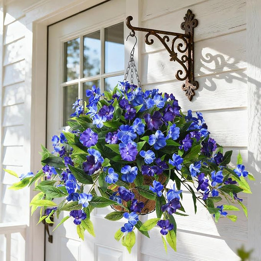 Hommyea Artificial Fake Hanging Flowers Plants Basket for Outdoors Outside Decoration UV Resistant Faux Silk Flowers Look Real Plastic Flowers for Spring Planters Home Porch Patio Garden Decor