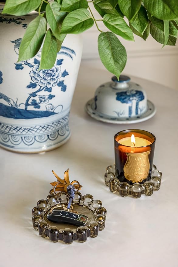 Original Bubble Candle Dish Large by Alice Lane – Smoky Glass Decorative Candle Holder for Home Decor, Large Candles & Diffusers