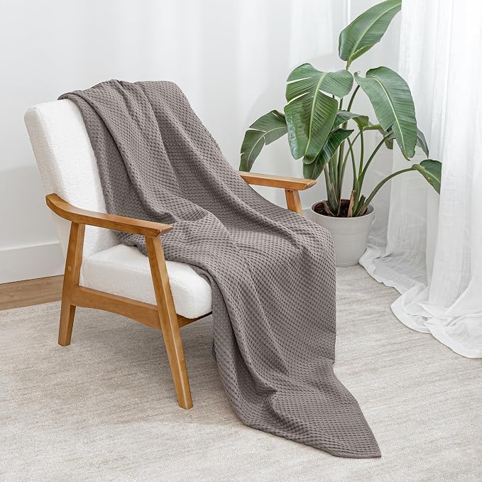 Comfy Cubs Waffle Blanket King, 108" x 90" - 100% Cotton Lightweight Breathable Bed Blanket - Soft Textured Thermal Weave for All Seasons – Decorative Cozy Layer for Couch, Sofa, or Bed - Charcoal