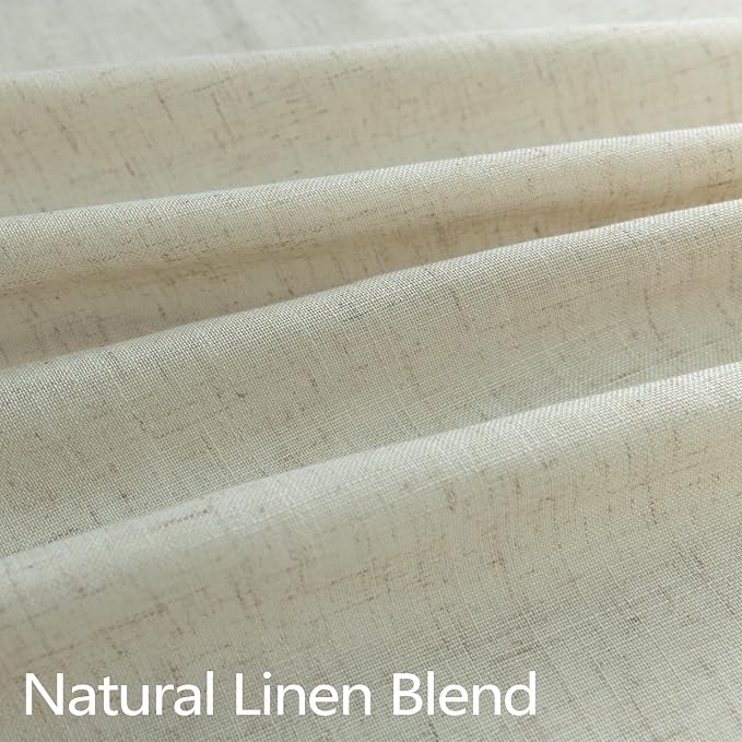 Farmhouse Linen Textured Curtains 90 Inches Long for Living Room Dining 2 Panel Primitive Burlap Flax Sand Beige Pinch Pleated Drape Hooks Cotton Light Filtering Semi Sheer 90 Inch Curtain for Bedroom
