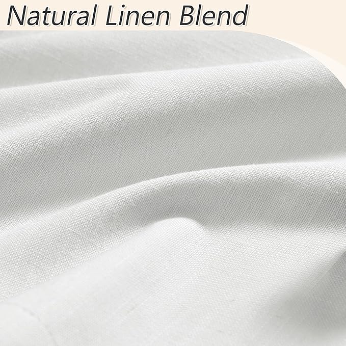 Guken 100% Blackout Linen Curtains 110 Inch Wide by 52 Inch 2 Panels Set for Living Room Bedroom Back Tab Thermal Insulated Black Out Linen Drapes Room Darkening Window Curtains
