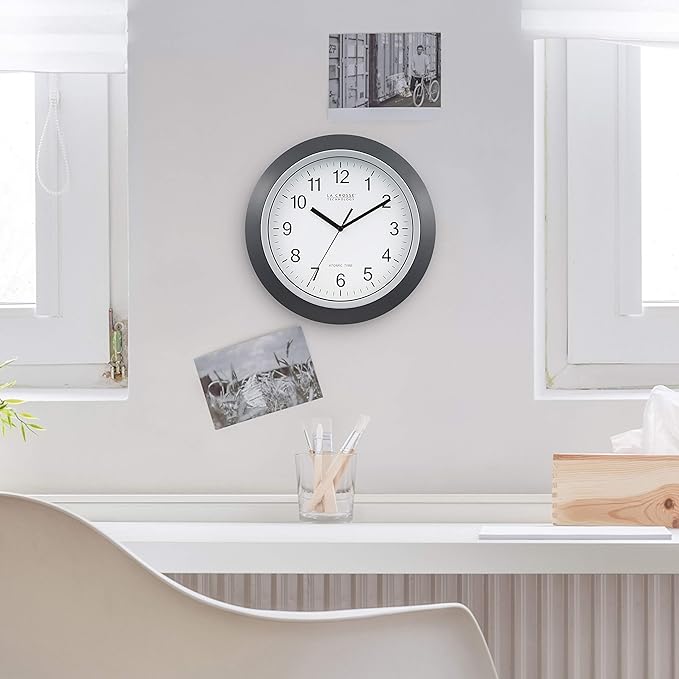 La Crosse Technology WT-3129B 12 Inch Atomic Analog Wall Clock, Black (Pack of 5)