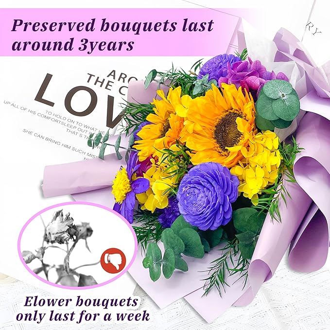 VTJMB Flowers for Delivery Prime Tomorrow, Preserved Flower Bouquet with Box, Birthday Dried Flowers Gift for Women, Mothers Day Gifts for Mom, Wife, Grandma, Friends