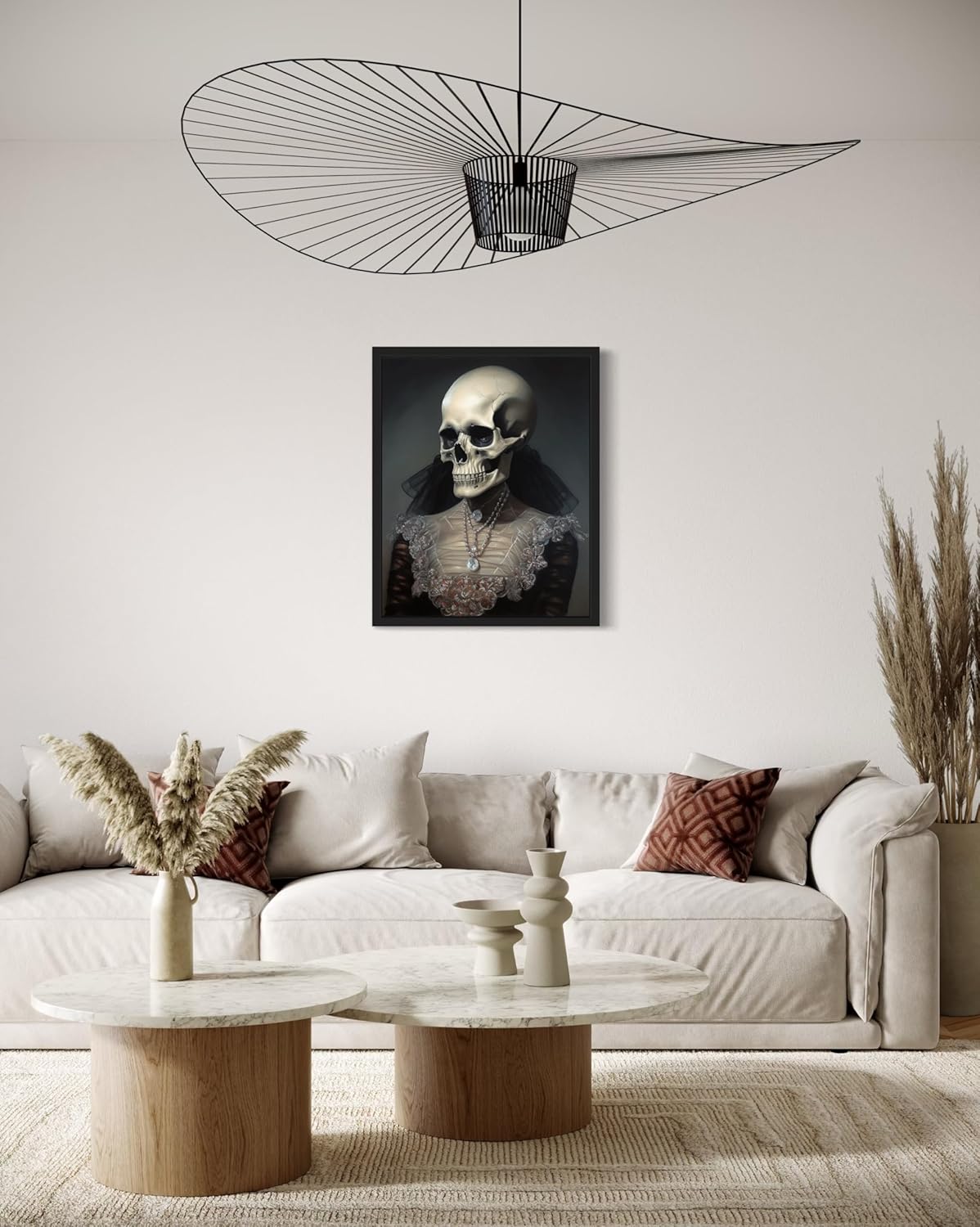 Female Skull Poster Art Print, Halloween Scary Vintage Wall Art Academia Spooky Painting Decoration for Horror Prints, Gothic Posters Bedroom Decor 89 (Female Skull, 11 x 14 inches, Unframed)