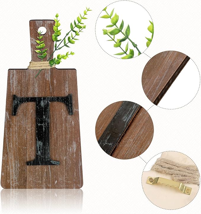 Jetec Cutting Board Eat Sign Set Hanging Art Kitchen Eat Sign Farmhouse Fork and Spoon Wall Decor Rustic Primitive Country Kitchen Decor for Home over Cabinet Decoration(White, Grey, Dark Brown)